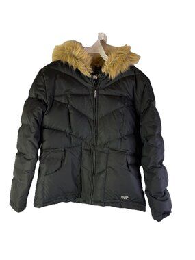 Vintage Y2K MUDD Down Fill Quilted Puffer Coat Faux Fur Hood Streetwear